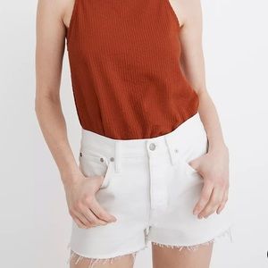 Madewell white distressed jean shorts